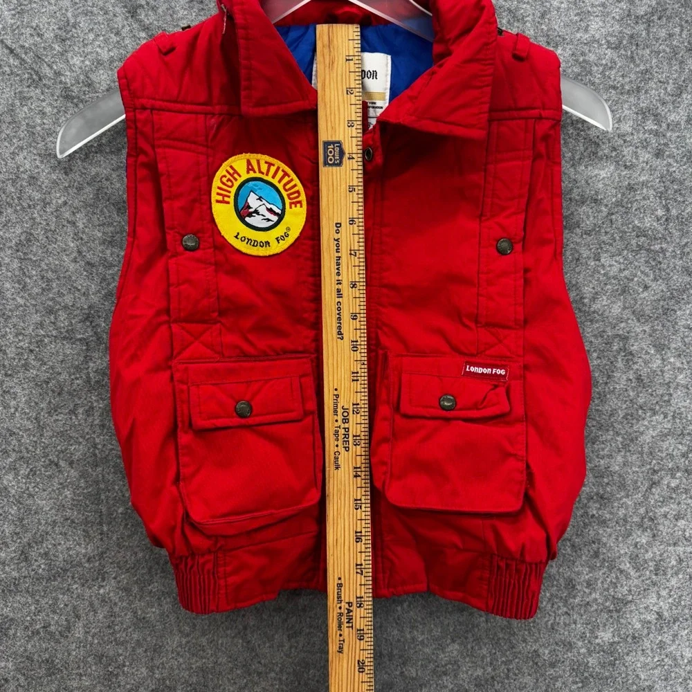 Vintage Kids London Fog Puffer Vest Size 7 Red High Altitude Patches‎ Retro 90s